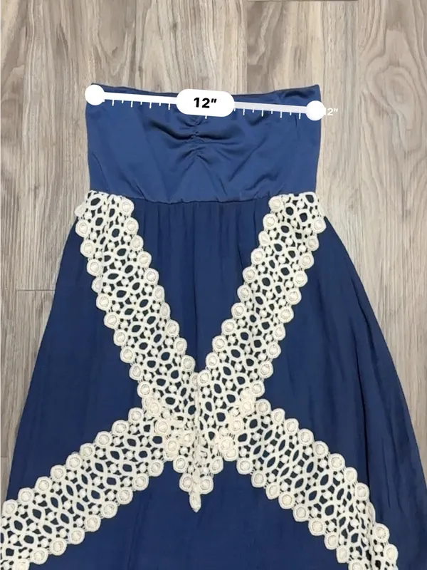 Judith March Navy Strapless Maxi Dress with Cream Lace - Image 10
