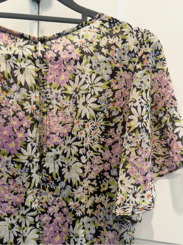 Astr Asymmetrical Floral Midi Dress in Pink and Black - Image 4