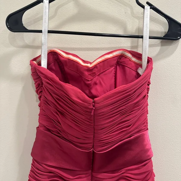 VTG Y2K Bill Levkoff Pink Chiffon Pintuck Strapless Mini Dress Party Hoco XXS XS - Image 10