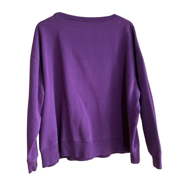Moda international cotton blend purple fleece crewneck sweater‎ women's size L - Image 4