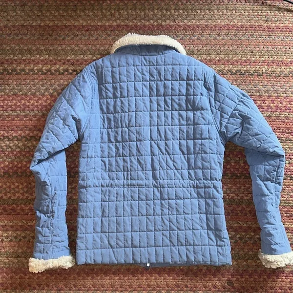Vtg Cherokee Blue Quilted Faux Fur Trim Jacket - Image 6