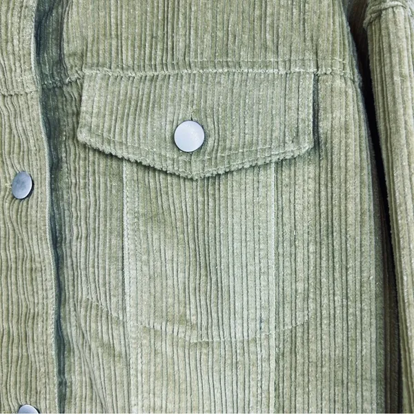 Small Lime Green Unbranded Corduroy Button Front Jacket 2 Side & 2 Front… - Image 3