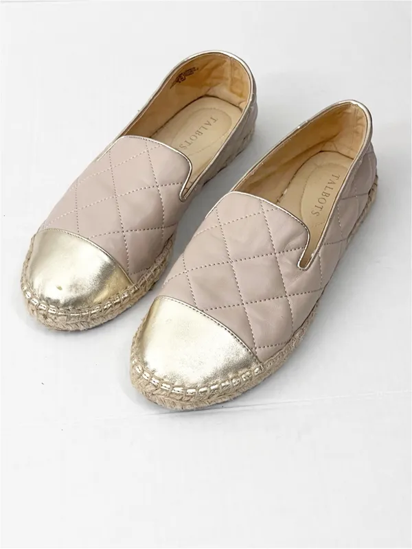TALBOTS Izzy Quilted Nappa Leather Upper Espadrille Captoe Flats Size 8.5 Preppy - Image 8