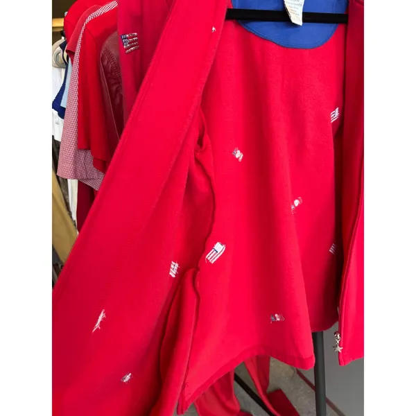 Womens Red Zip Up Hoodie‎ American Flag Embroidered Sweatshirt Jacket - Image 10