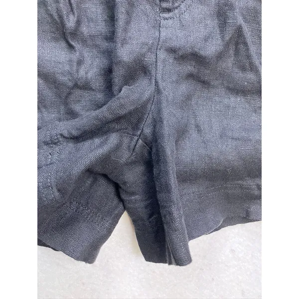 Free‎ People Shorts Women 2 Black 100% Linen High Waisted Pleated Front - Image 7
