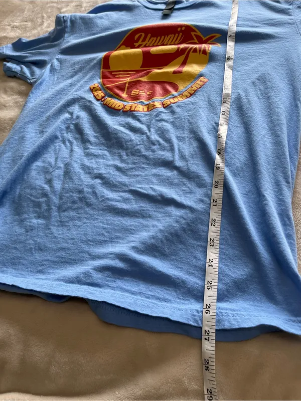 HAWAII Graphic Tee Unisex Light Blue T-Shirt Sz L EUC - Image 5
