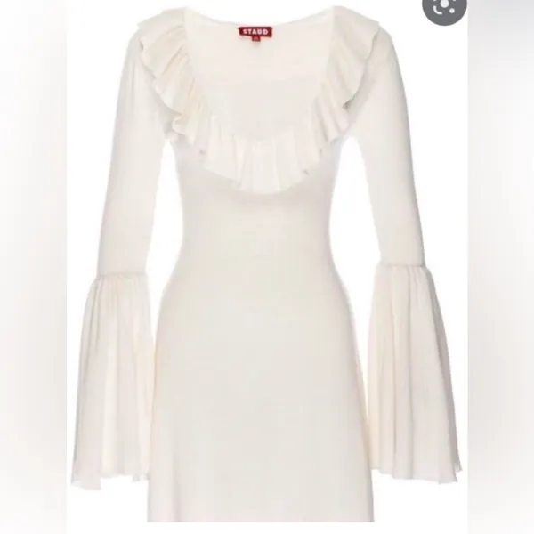 NWOT Staud White Cream Elrow Knit Midi Dress - Image 3