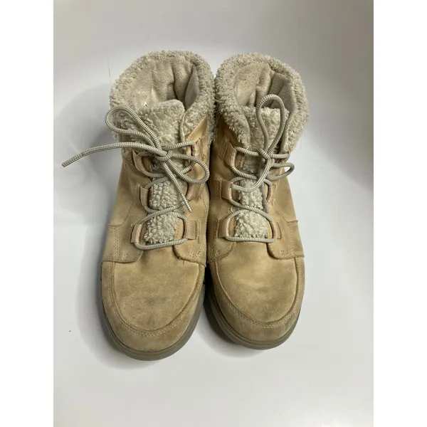 Sorel Explorer II Joan Boots Women 10 Tan Good Waterproof Faux Fur Suede NL4451 - Image 2