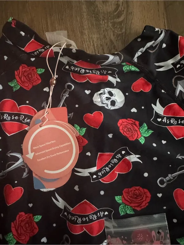 As Rose Rich One-Piece Swimsuit with Red Rose & Skull Print - Image 4