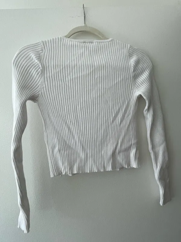 Abercrombie & Fitch White Ribbed Sweater - Image 3