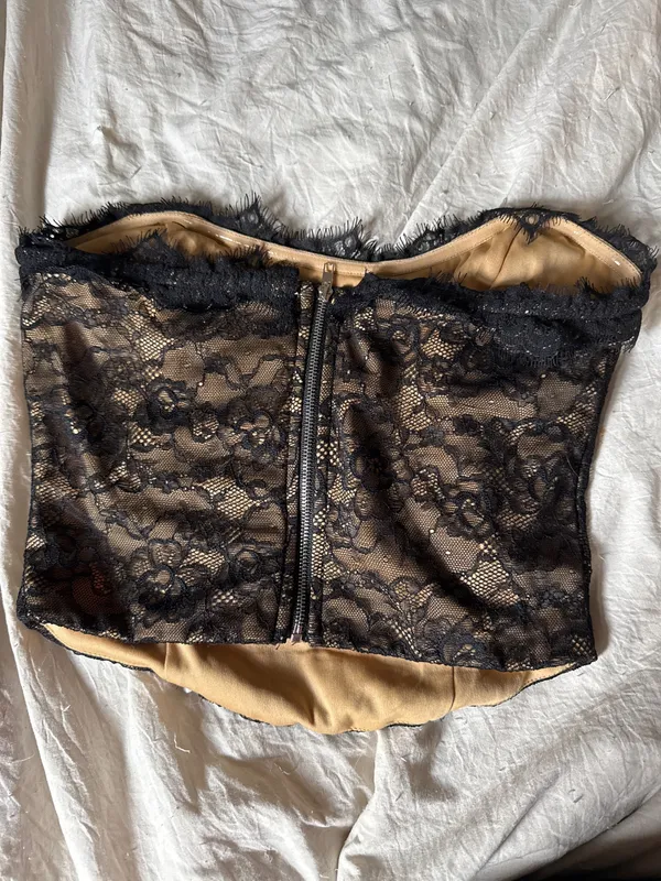Blue blush black lace corset top - Image 2
