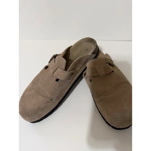 White Mountain Footbeds‎ Womens Size 9 Leather Taupe Suede Buckle Clog Mules - Image 9