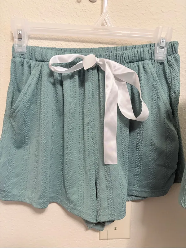 Cozy small Sage Green Textured Lounge & Pajama Set - Image 5