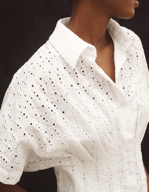 Anthropologie The Tobie Eyelet Mini Shirt Dress by Exquise, Size SP - Image 6