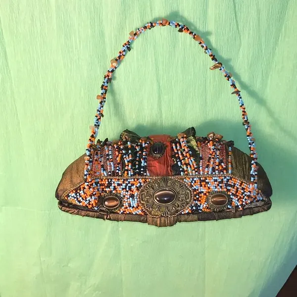 Beaded Handbag Brown - Image 2