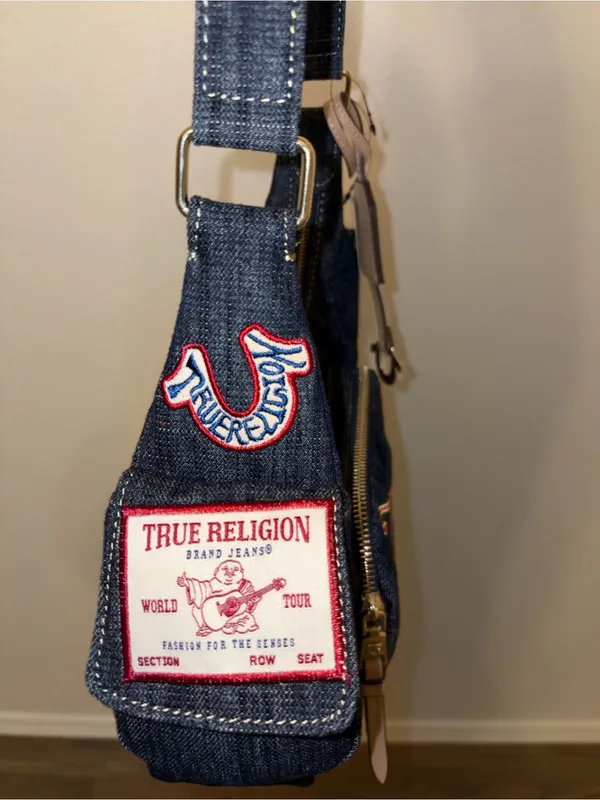 NWT True Religion Denim Embroidered Horseshoe Shoulder Bag Hobo Y2K Streetwear - Image 6