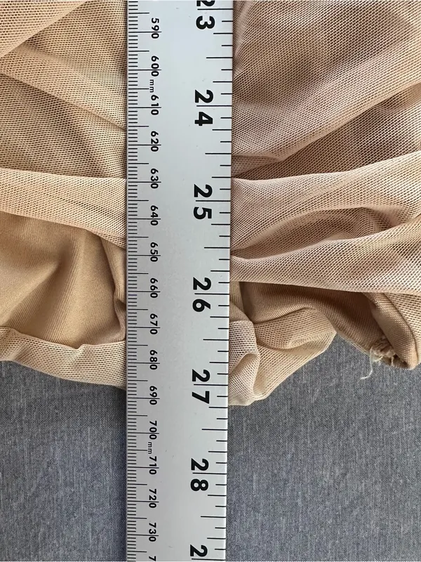 Oh Polly Nude Beige Ruched Mesh Bodycon Mini Dress Size US 4 NWT - Image 8