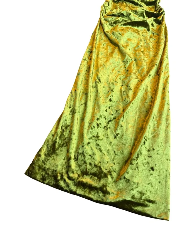 Zara Bold Green Strapless Crushed Velvet Dress Neck Strap Midi Size Medium Women - Image 7