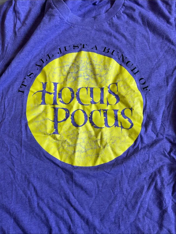 Bella Canvas Purple Short Sleeve Tee with Yellow 'Hocus Pocus' Graphic - Image 3
