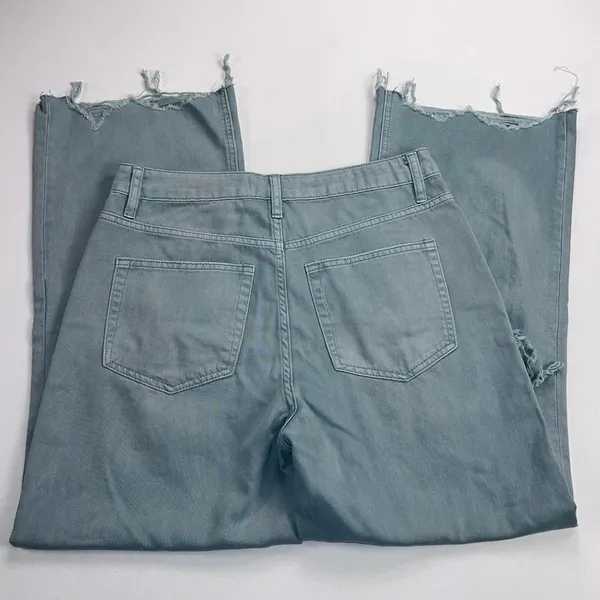 Vervet 90s Vintage High Rise Distressed Crop Wide Leg Jeans Green-Grey Size 27 - Image 3