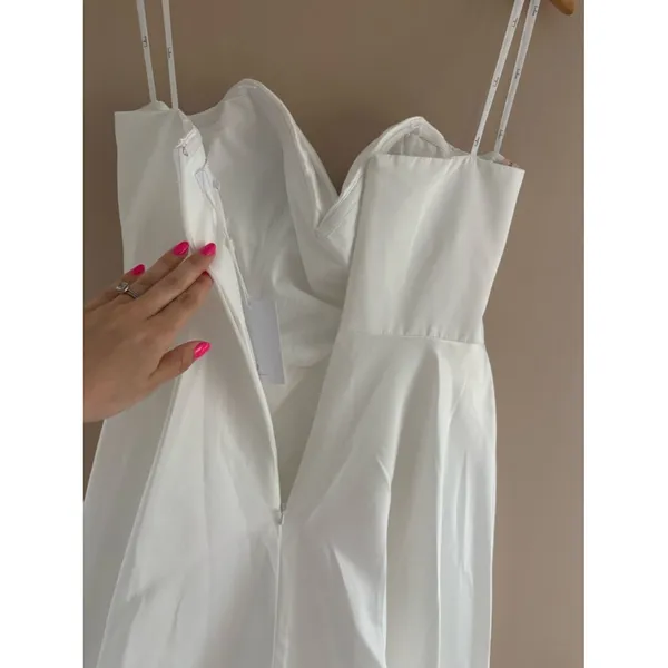 Lulus Lifetime of Love White Satin Strapless A-Line Gown Size 10 Classic Wedding - Image 11
