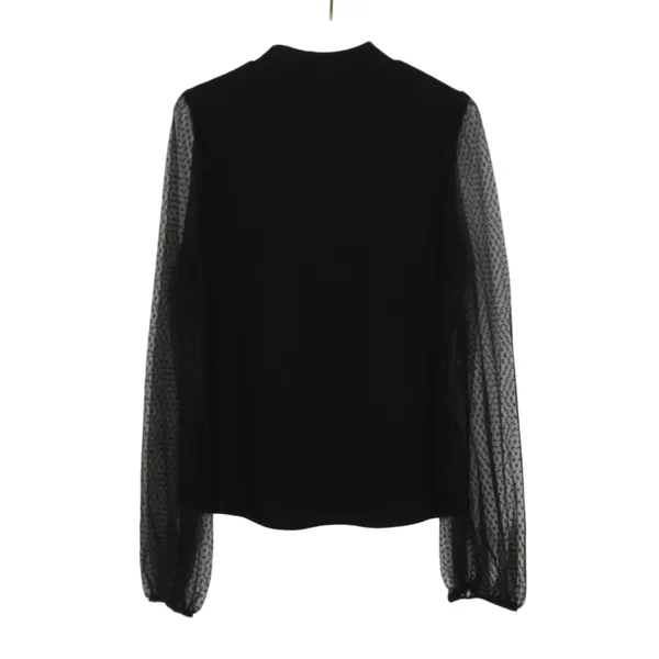 Lulu's Try To Keep Up Black Balloon Mesh Sleeve Mock Neck Top Medium - Image 5