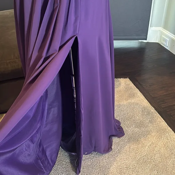 Women’s Purple Flutter Sleeve Full Length Bridesmaid Dress Corset Back Size 10 - Image 8