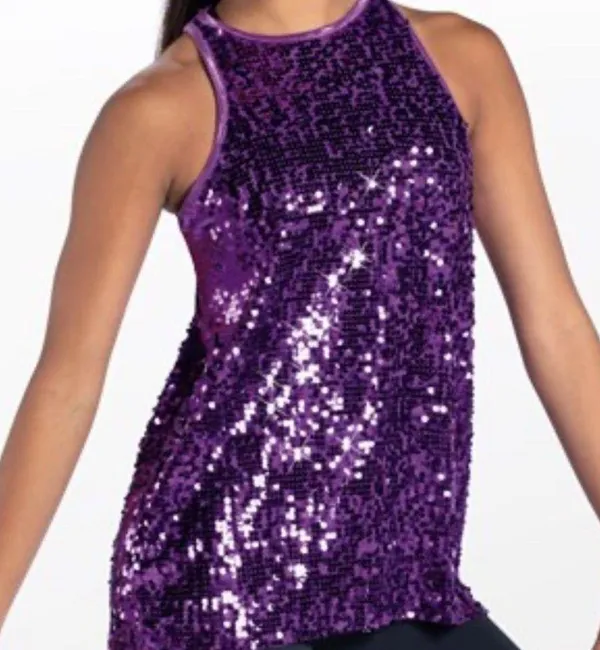 Balera Dancewear Solutions Ultra Sparkle Flyaway Tank Top Blue Dance Costume - Image 3