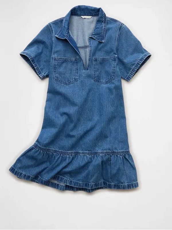 American Eagle Outfitters Denim Collar Mini Dress - Image 2