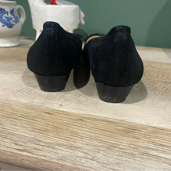 Alex Marie Black Leather Wedge Flats Size 9 - Image 5