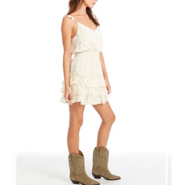 Saltwater Luxe California Gold Catherine Sleeveless Tiered Mini Dress Size Small - Image 3
