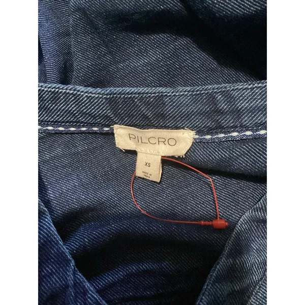 Pilcro Chambray Quarter Button Long Sleeve Chambray Blouse XS - Image 7
