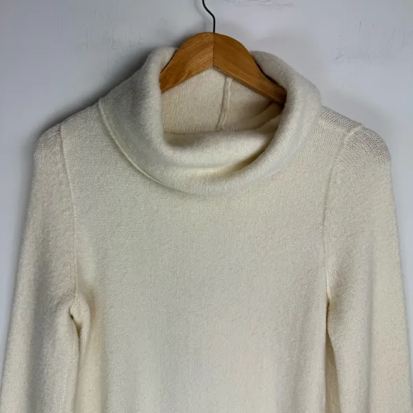 Anthropologie Akemi Kin Wool Alpaca Turtleneck Sweater Sz Small Fringe Trim - Image 4