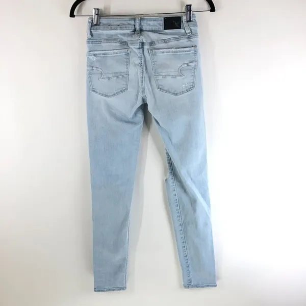 American Eagle Womens Jeans Skinny Super Stretch Light Wash Distressed 0 - Image 2