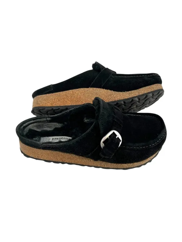 Birkenstock Buckley Shearling Clogs Black Suede Lined Slip-On Shoes Size 38 US 7 - Image 6