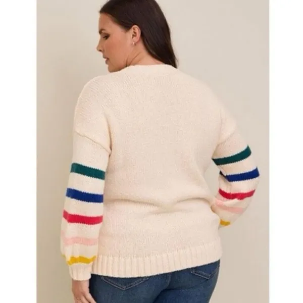 ✨Torrid Cotton Intarsia Pullover Balloon Sleeve Sz 0X Sweater✨ - Image 3