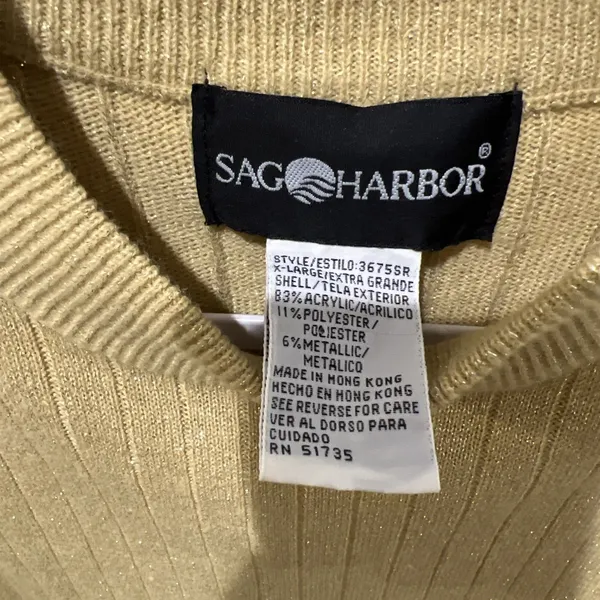 Sag Harbor Metallic Ribbed Sweater Short Sleeve Mock Neck Women size XL Festive - Image 2