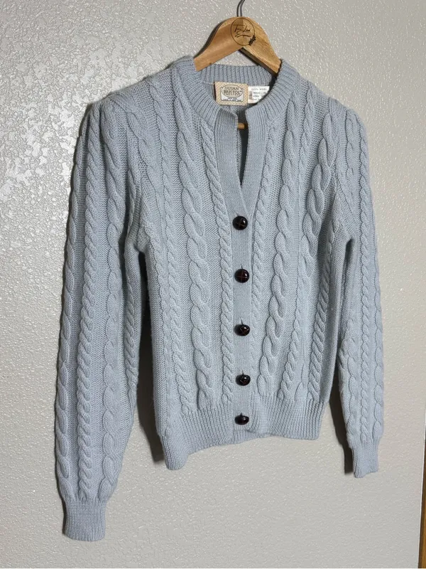 Vintage 1980s Susan Bristol 100% Wool Cardigan Sweater - Image 2
