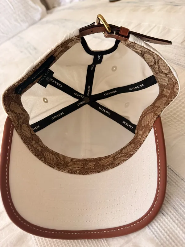 Coach Canvas Signature Leather Trim Baseball Cap Hat Adjustable - Image 3
