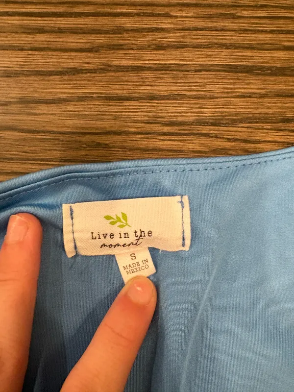Live in the Moment Top Square Neck Crop Blue - Image 4