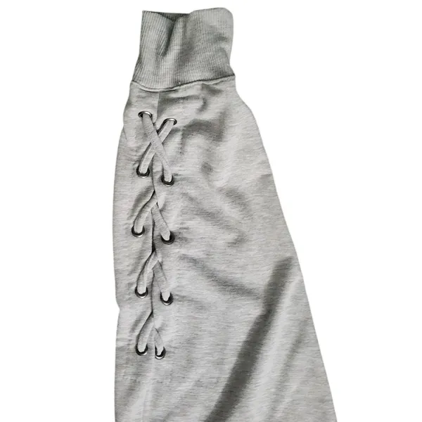 The Sweatshirt Project Pullover Women's Gray Cozy Lace Up Sleeve 1/4‎ Zip, 1X - Image 4