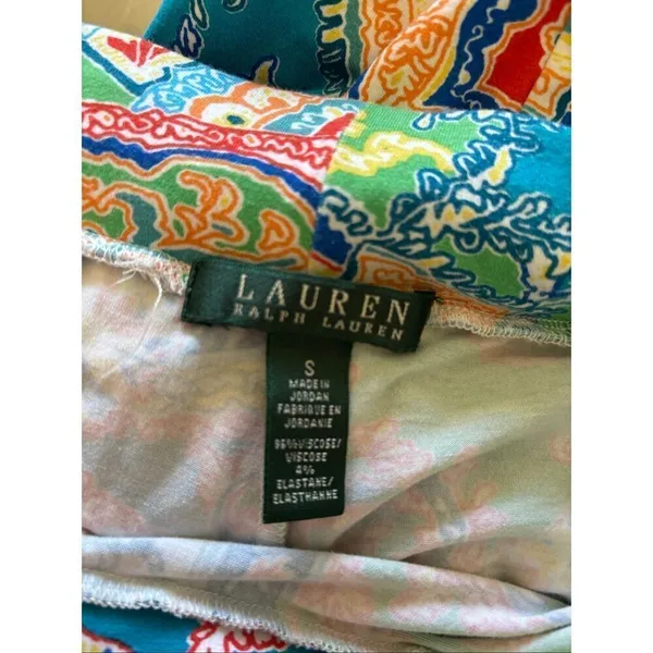 Lauren Ralph Lauren Paisley Wide Leg Pull On Pants Viscose Boho Small - Image 2