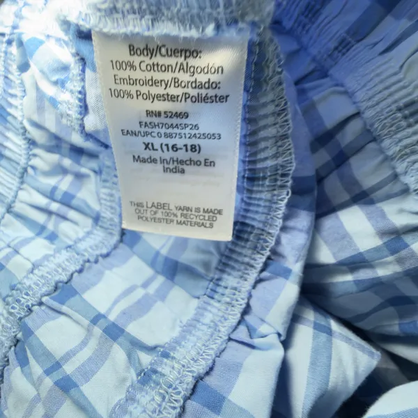 Free Assembly XL 16-18 Blue Plaid Smocked Waistband Embroidered Hem Cottagecore - Image 11