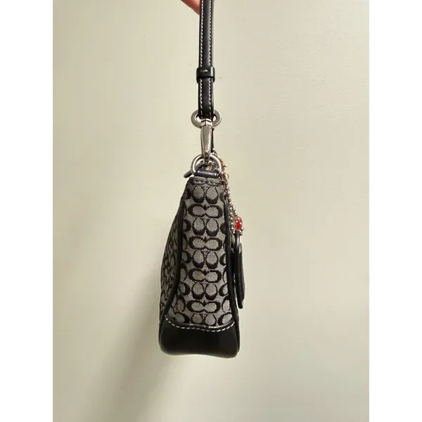 Coach Y2K Signature Demi Pouch Bag Black Grey‎ Jacquard Canvas 6622 Vintage - Image 3
