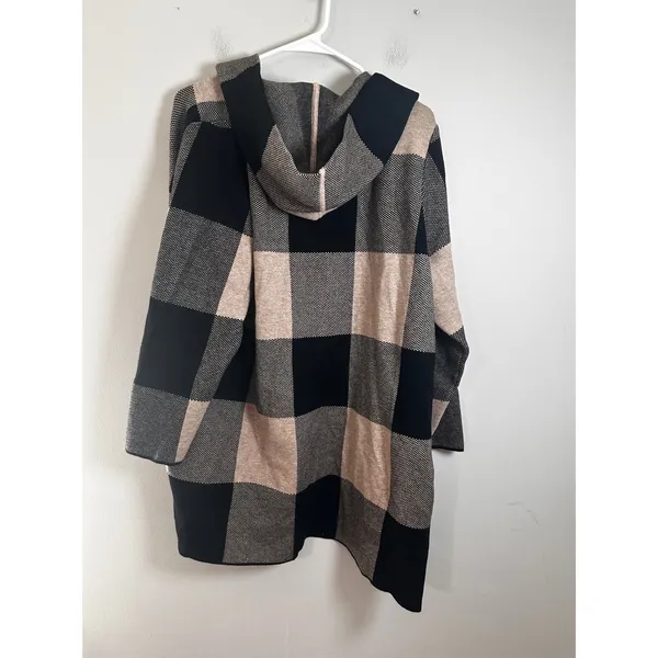 Rachel Zoe Plus Size 2X Hooded Cardigan Buffalo Plaid Open Front‎ Sweater - Image 5