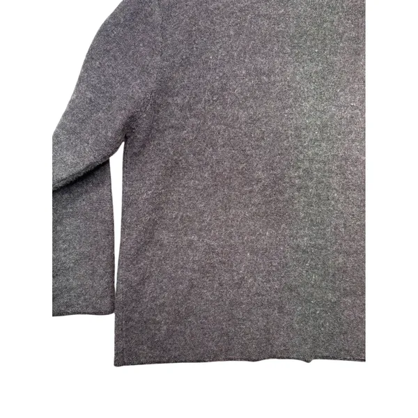 Studio Works Women's Gray 100% Wool Snowman X-Mas Embroidered Zip Up ‎ sweater L - Image 5