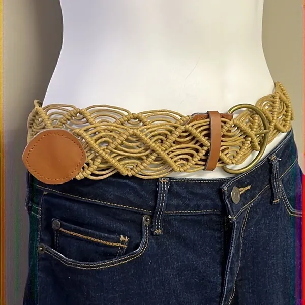 PINK - Victoria's Secret Macrame Corded Belt with Leather Inspired Belt Ends and Brass Buckle - Image 5