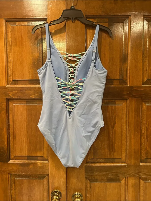 Lilly Pulitzer‎ Blue Isle Lattice Plunging V-Neck One-Piece Swimsuit 12 - Image 3