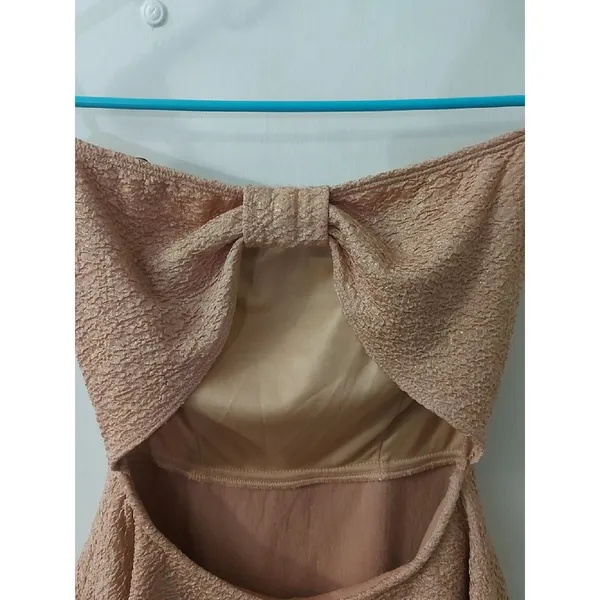 Papaya Strapless Brown/Gold Flecks Peplum Cocktail Dress M Coquette Girl Holiday - Image 3