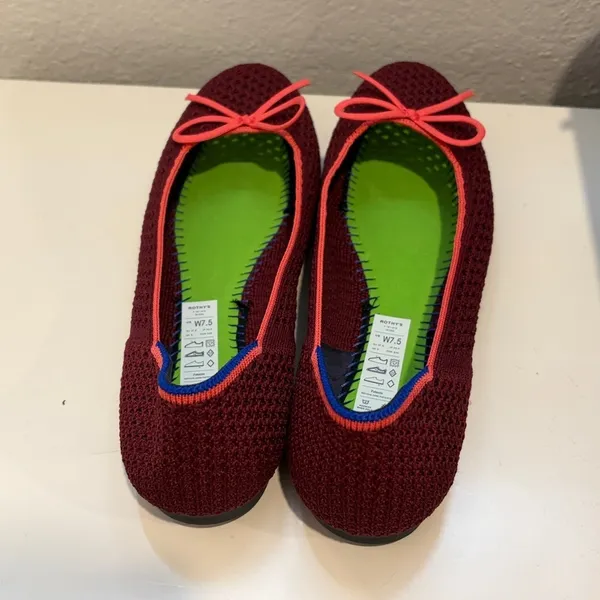 Rothy's Women's The Ballet Flat With Bows in Berry‎ Mesh 7.5 - Image 7
